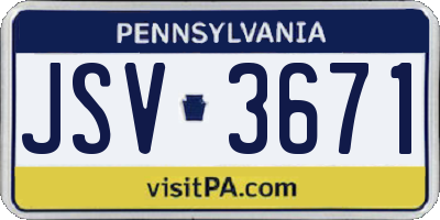 PA license plate JSV3671