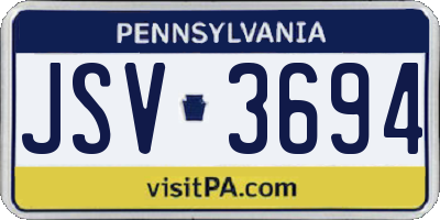 PA license plate JSV3694