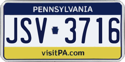 PA license plate JSV3716