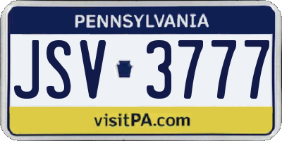 PA license plate JSV3777
