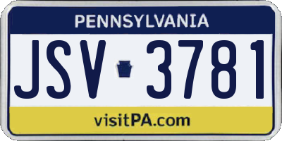 PA license plate JSV3781