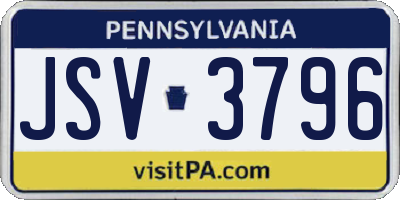 PA license plate JSV3796