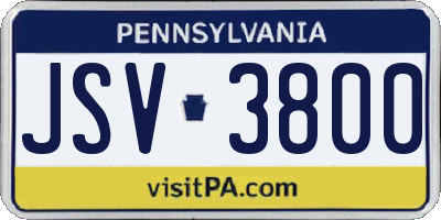 PA license plate JSV3800