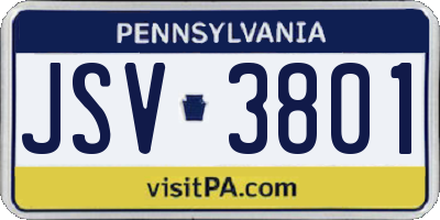 PA license plate JSV3801
