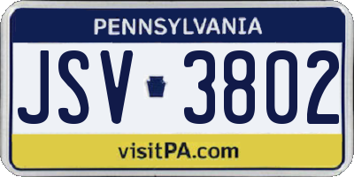 PA license plate JSV3802