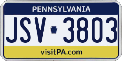 PA license plate JSV3803