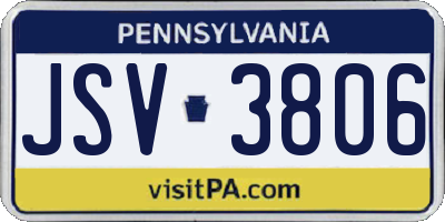 PA license plate JSV3806
