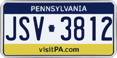 PA license plate JSV3812