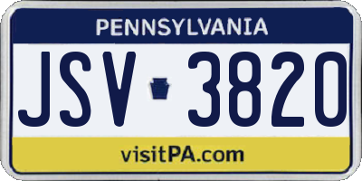 PA license plate JSV3820
