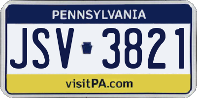PA license plate JSV3821