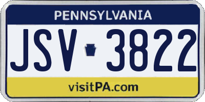 PA license plate JSV3822