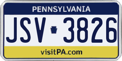 PA license plate JSV3826