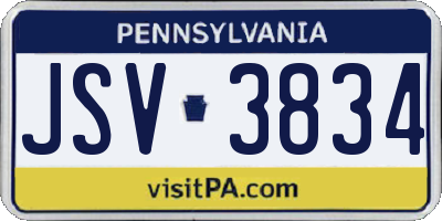 PA license plate JSV3834