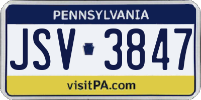 PA license plate JSV3847