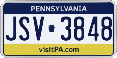 PA license plate JSV3848