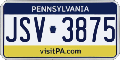 PA license plate JSV3875