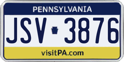 PA license plate JSV3876