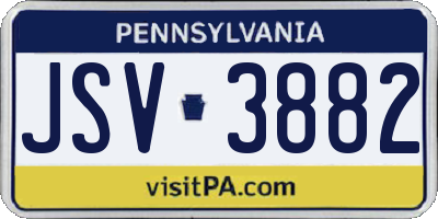 PA license plate JSV3882