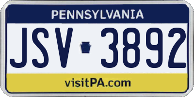 PA license plate JSV3892