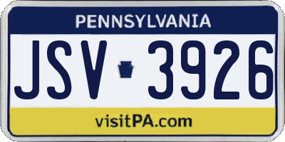 PA license plate JSV3926