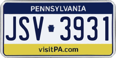 PA license plate JSV3931