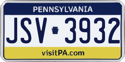 PA license plate JSV3932