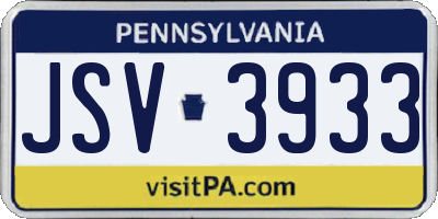 PA license plate JSV3933