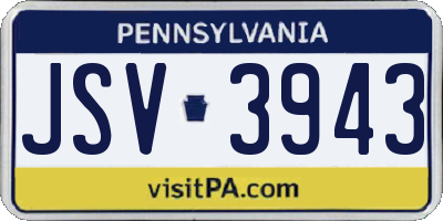 PA license plate JSV3943