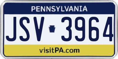 PA license plate JSV3964