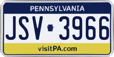 PA license plate JSV3966