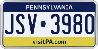 PA license plate JSV3980