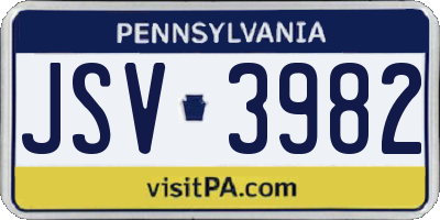 PA license plate JSV3982