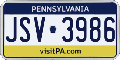 PA license plate JSV3986