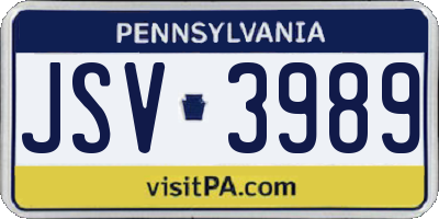 PA license plate JSV3989