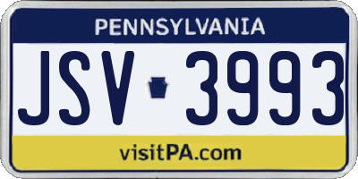 PA license plate JSV3993