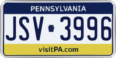 PA license plate JSV3996