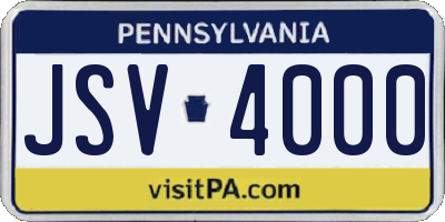 PA license plate JSV4000