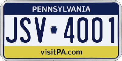 PA license plate JSV4001