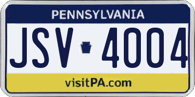 PA license plate JSV4004