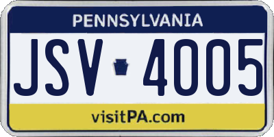 PA license plate JSV4005