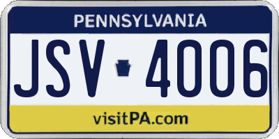 PA license plate JSV4006