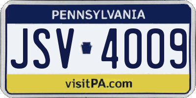 PA license plate JSV4009
