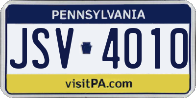 PA license plate JSV4010