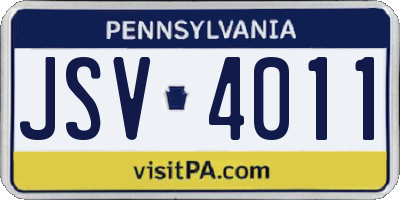 PA license plate JSV4011