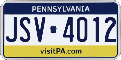 PA license plate JSV4012