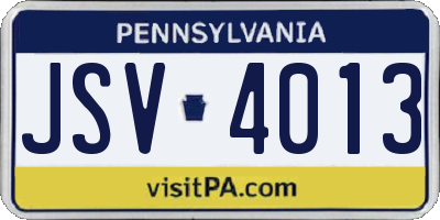 PA license plate JSV4013