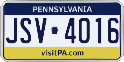PA license plate JSV4016