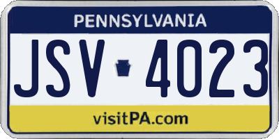 PA license plate JSV4023