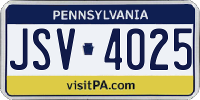 PA license plate JSV4025