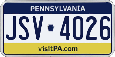 PA license plate JSV4026